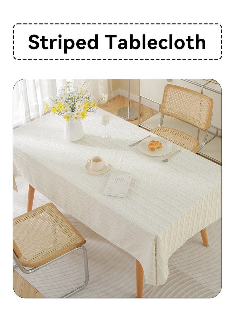 Beauenty Rectangle Cotton Linen Farmhouse Tablecloth Stripe Burlap Table Cloth 135*200CM - Image 2