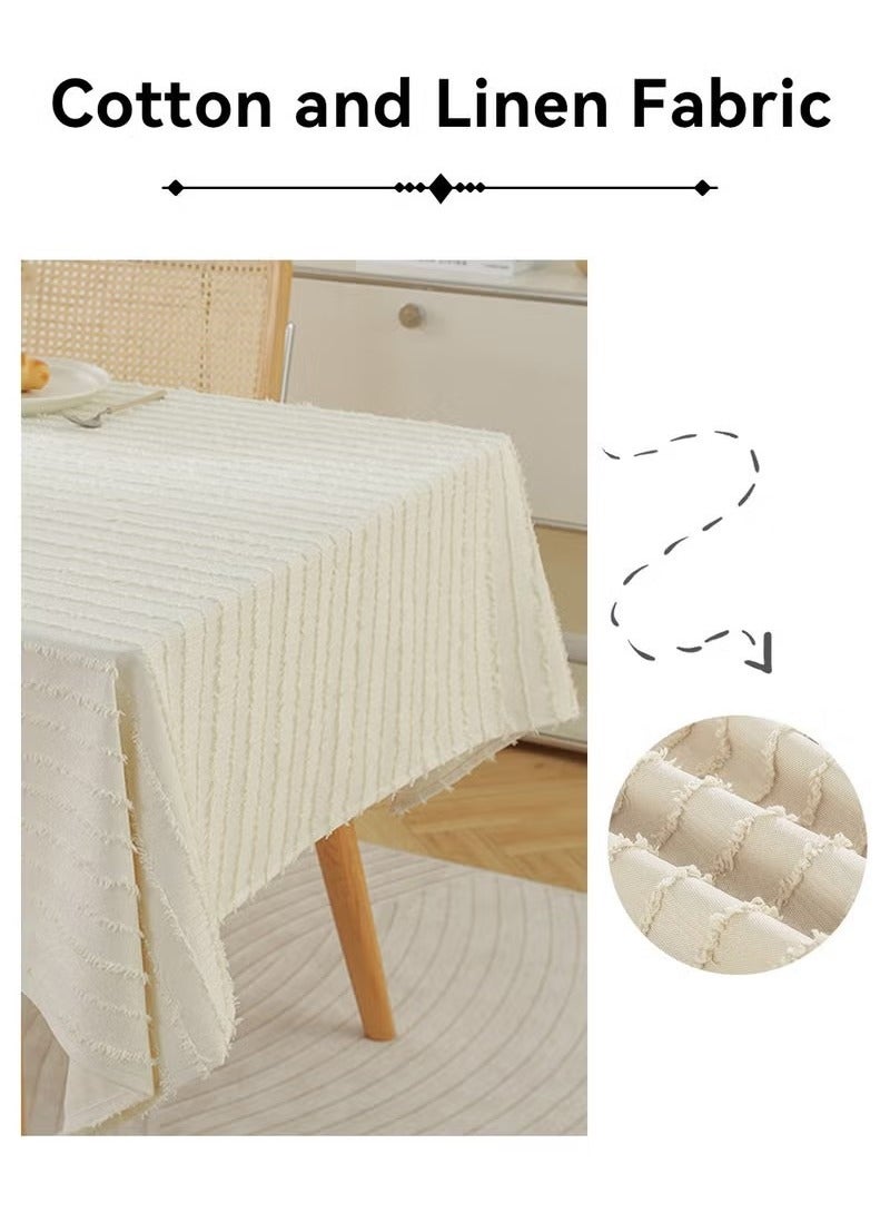 Beauenty Rectangle Cotton Linen Farmhouse Tablecloth Stripe Burlap Table Cloth 135*200CM - Image 5
