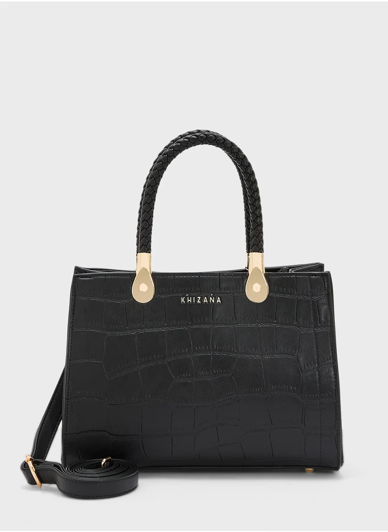 Khizana Croc Print Satchel Bag