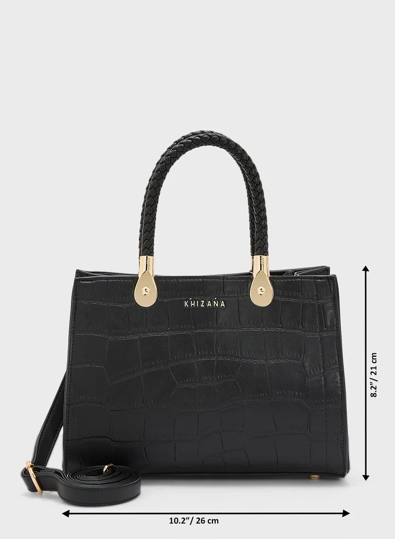 Khizana Croc Print Satchel Bag