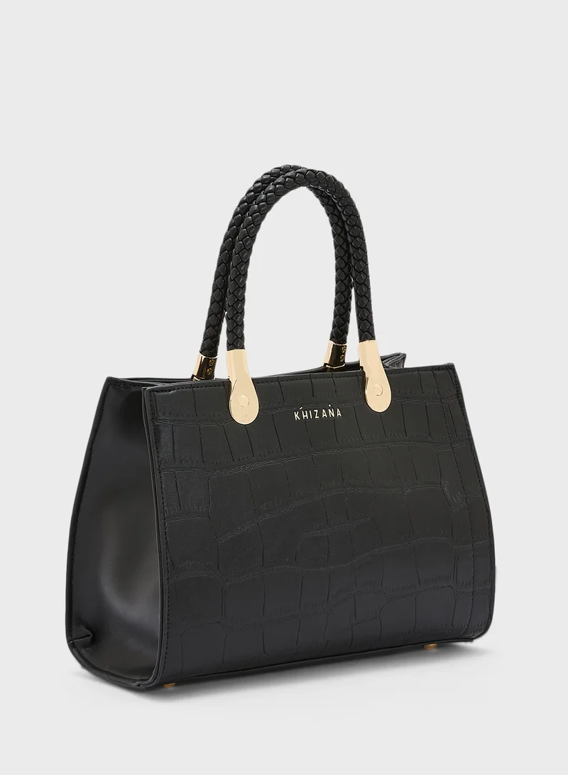 Khizana Croc Print Satchel Bag