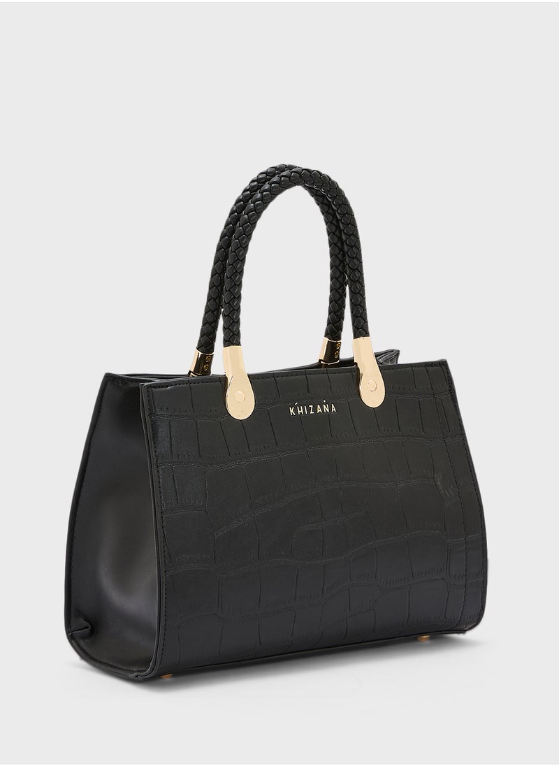 Khizana Croc Print Satchel Bag  - Image 3