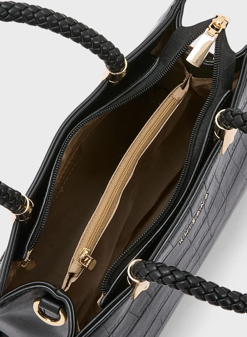 Khizana Croc Print Satchel Bag