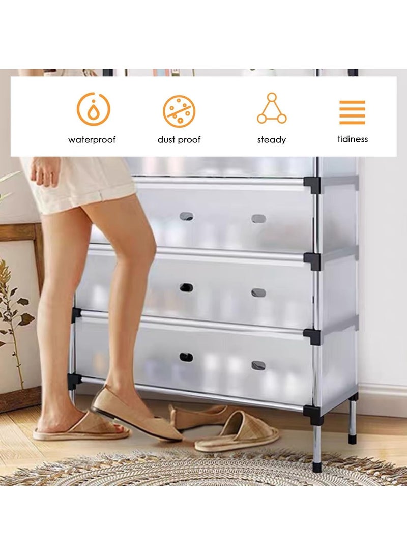 رات سو حامل أحذية من 5 طبقات مع أغطية من الطبقة المقاومة للغبار ثبات قوي يصل إلى 30-38 زوج منظم أحذية موفرة للمساحة لغرفة نوم الخزامى مدخل غرفة النوم رصيف تخزين أحذية متينة للرجال أحذية النساء الأطفال - Image 2