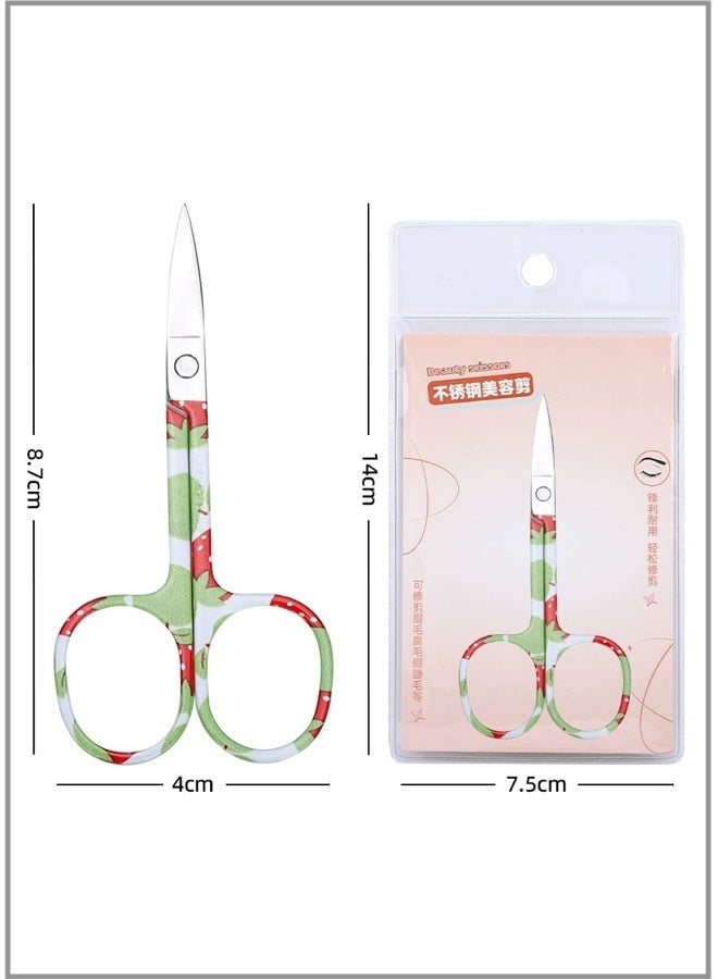 Stainless steel mini portable eyebrow trimmer / nose hair trimmer - green base strawberry A-shaped trimmer (hang bag packaging) - Image 1