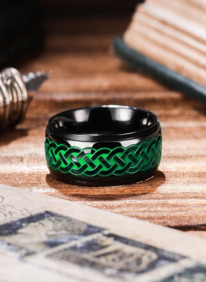 King Will Stainless Steel Ring for Men Celtic Knots Wedding Rings Black and Green Plated Statement Ring 8mm Width Mens Jewelry Size 7-14丨Celtic Collection 7 - Image 3