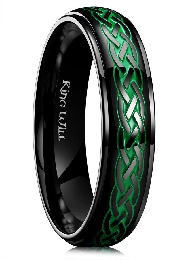 King Will Stainless Steel Ring for Men Celtic Knots Wedding Rings Black and Green Plated Statement Ring 8mm Width Mens Jewelry Size 7-14丨Celtic Collection 7 - Image 1