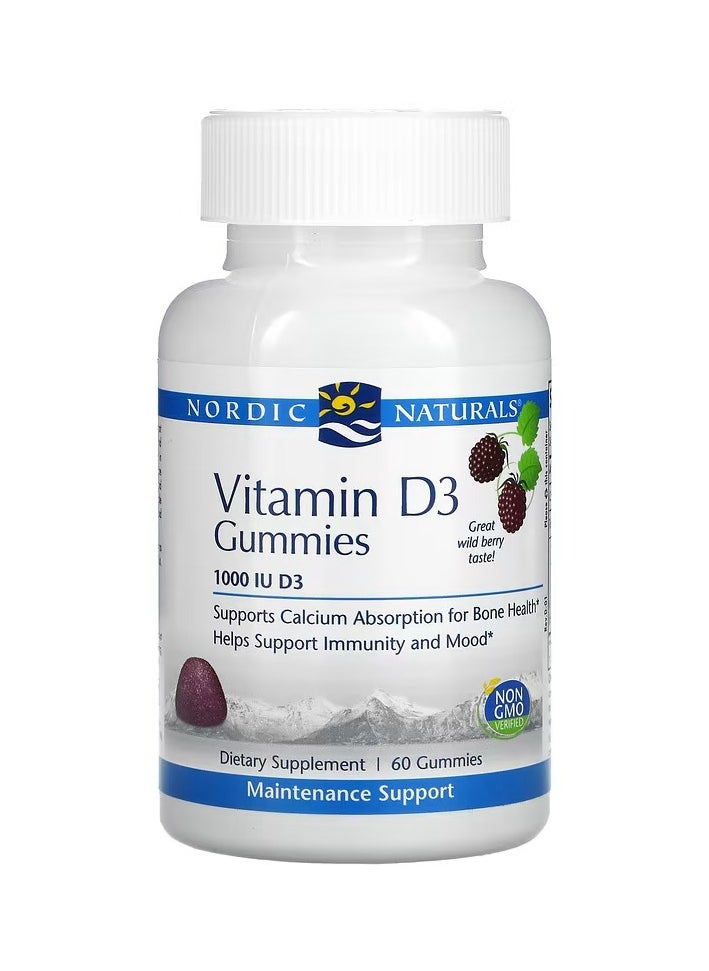 NORDIC NATURALS Vitamin D3 Gummies Wild Berry 1,000 IU 60 Gummies 