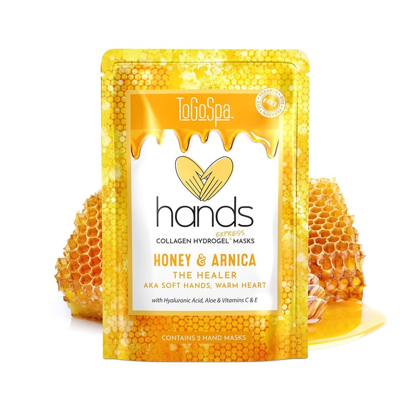 ToGoSpa, HANDS, Honey And Arnica Hand Mask Moisturizing Gloves, Moisturizer For Dry Cracked Hands, Overnight Gloves For Men And Women, Smooth Texture And Appearance, Pack Of 2