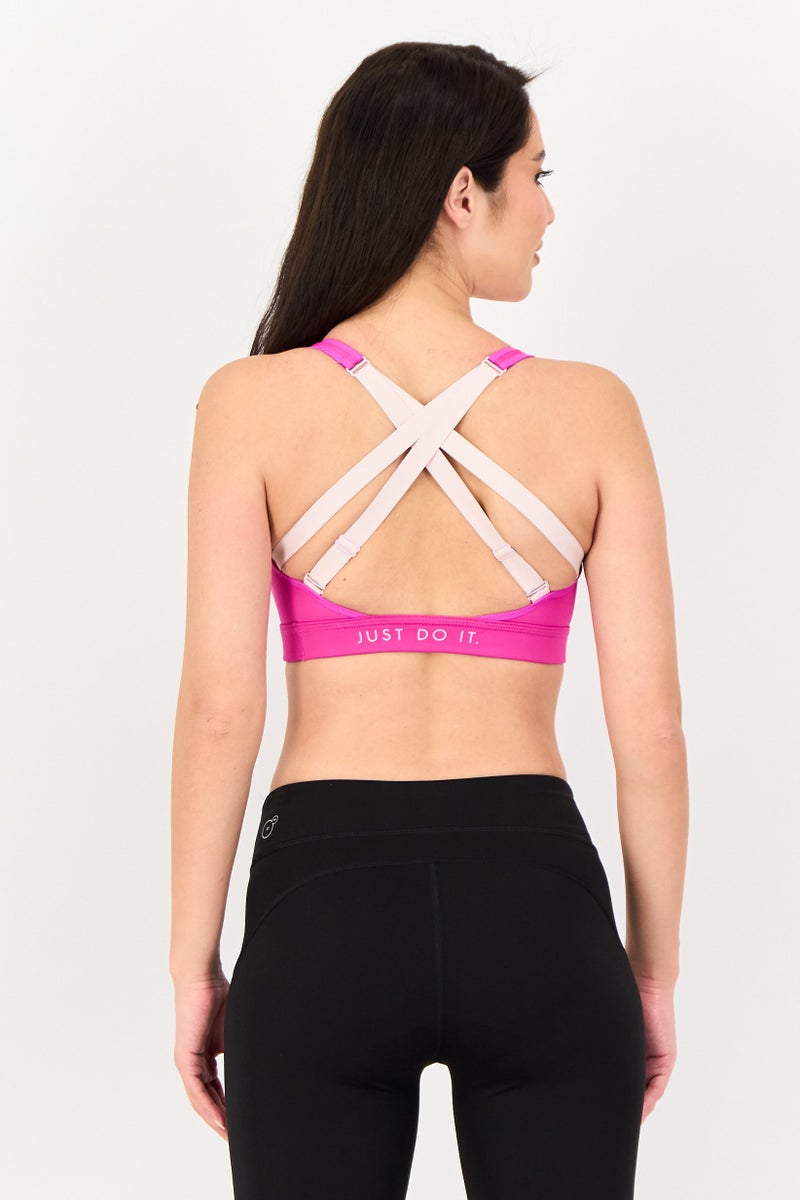 Nike Women Brand Logo Non Padded Sports Bra, Fuchsia - Image 3