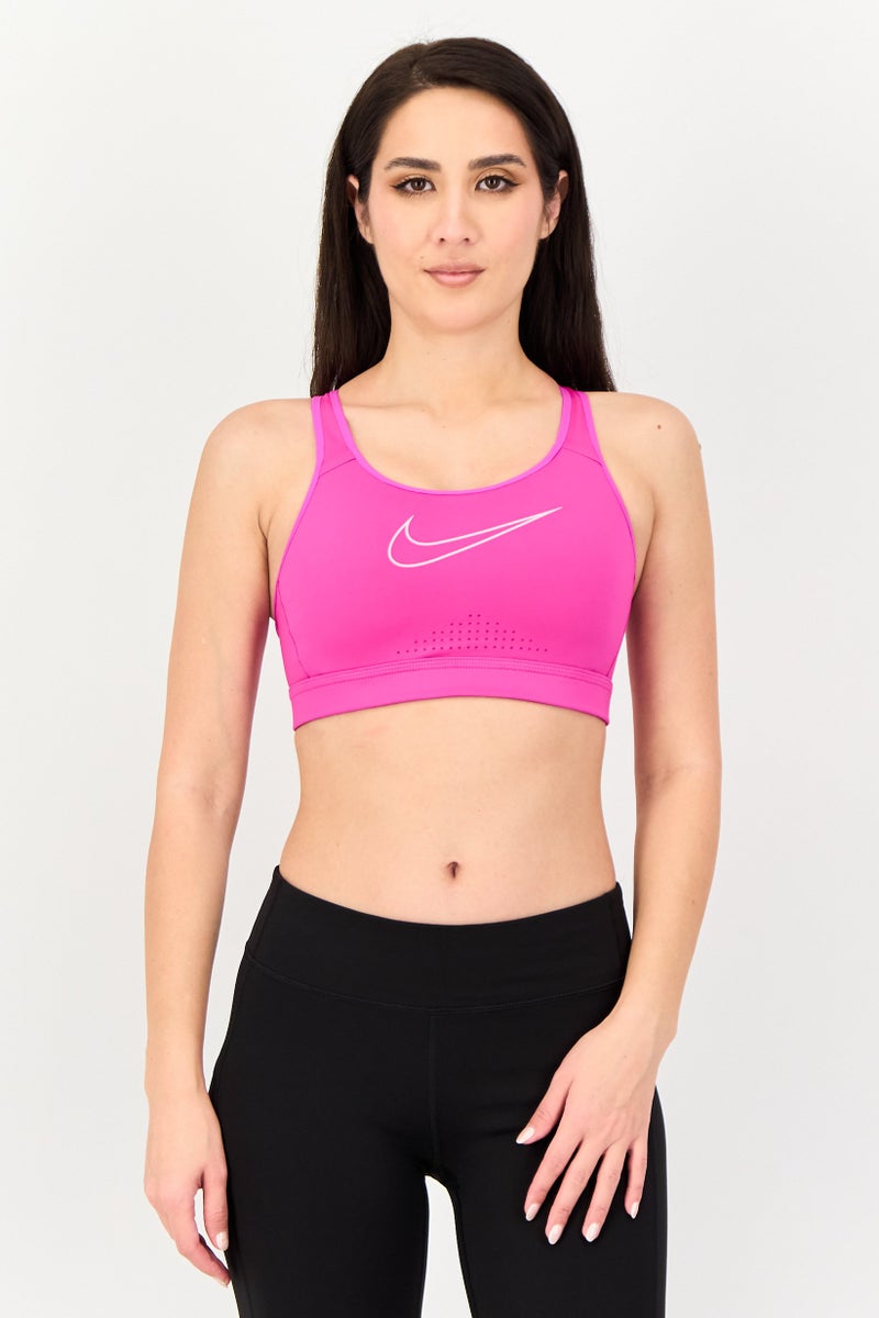 Nike Women Brand Logo Non Padded Sports Bra, Fuchsia - Image 1