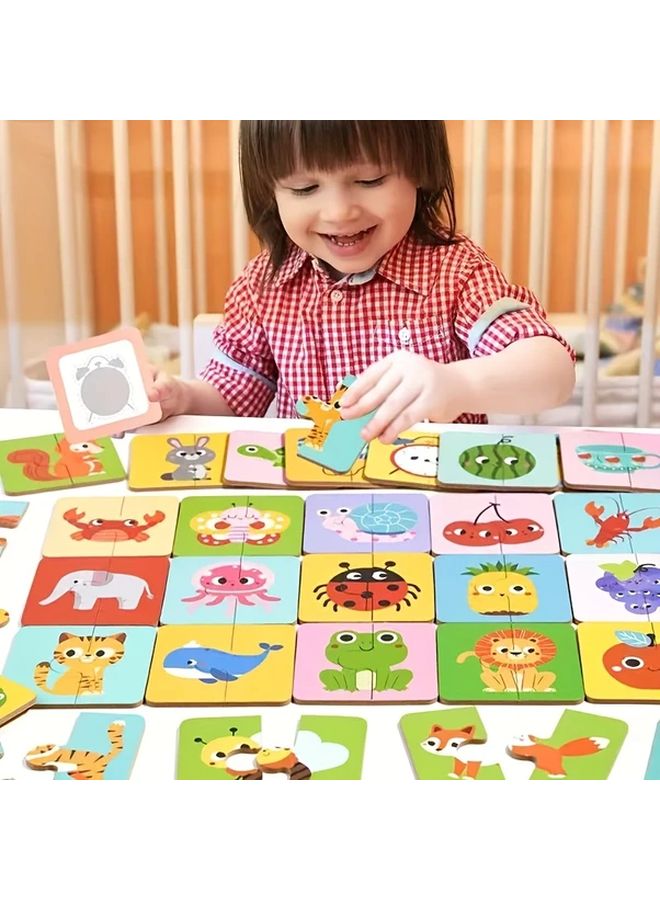 Wooden Matching Puzzles For Kids Fruit Animal Themes Develop Observation Skills - Image 4