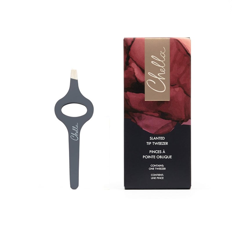 Chella Chella Eyebrow Tweezers Rubber Coated Stainless Steel Slanted Brow Tweezer