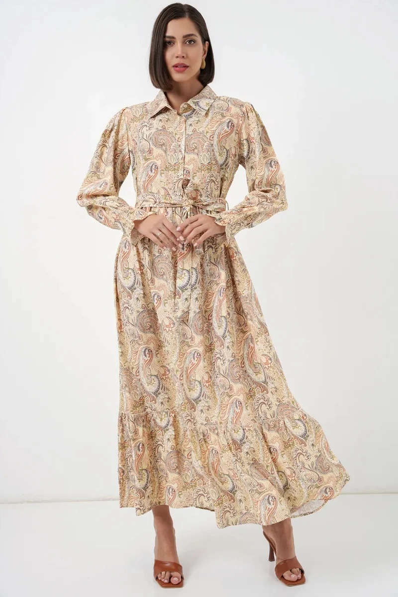 بيغ دارت BDART Paisley Belted Midi Shirt Dress