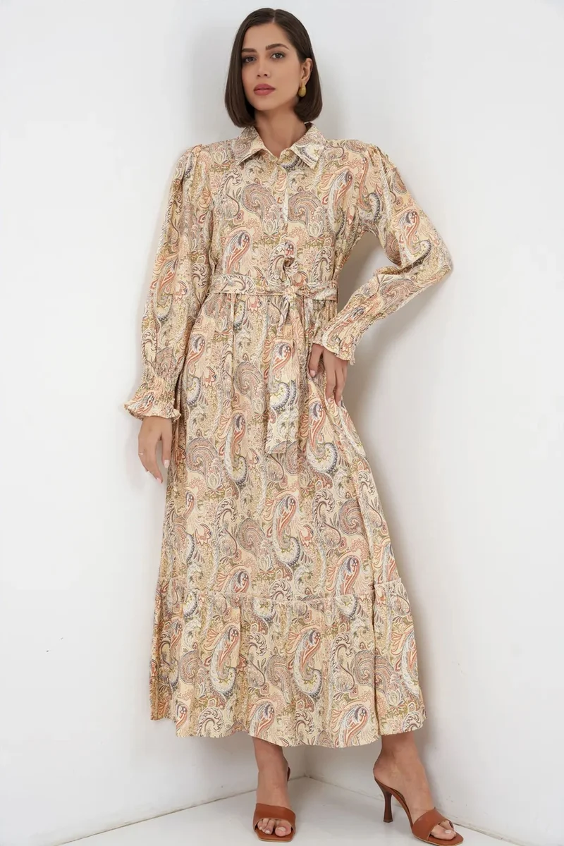 بيغ دارت BDART Paisley Belted Midi Shirt Dress