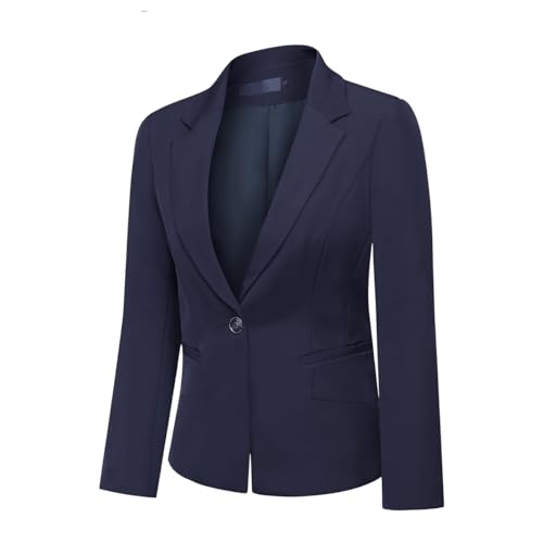 YUNCLOS Women's 2 Piece Office Lady Business Suit Set Slim Fit Blazer Pant Navy Blue - Image 3