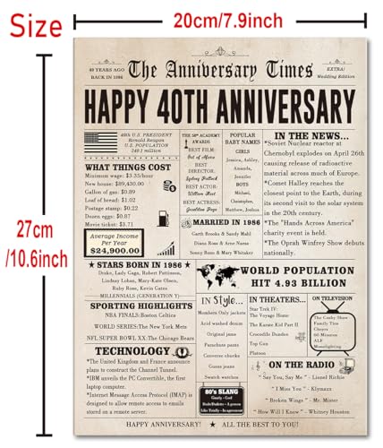 FANCYLUCKY Jumbo 40th Anniversary Cards Gifts for Women Men, Big 40 Year Anniversary Card Gift for Wife Husband, Ruby Wedding Card, Romantic 40th Wedding Anniversary Decorations for Parents - Image 2