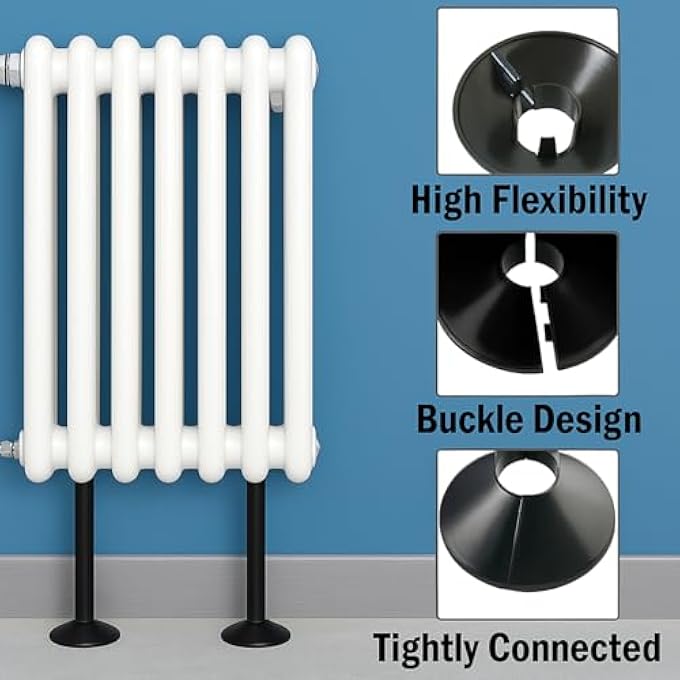 PACK OF 4 BLACK 15MM RADIATOR PIPE HOLE COVERS  DURABLE PLASTIC COVERS FOR CONCEALING GAPS AND IMPROVING HOME AESTHETICS - Image 3