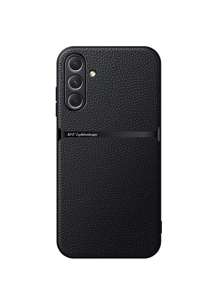 جراب سيليكون من الجلد الصناعي مقاوم للصدمات متوافق مع samsung Galaxy a56 (اسود) - Image 1