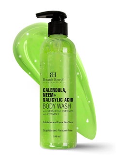 Botanic Hearth Botanic Hearth Calendula, Neem & Salicylic Acid Body Wash | Prevents Acne & Back Acne, Removes Dead Skin, Exfoliating Body Wash Shower Gel for Women & Men | Sulfate & Paraben Free | 245ml  - Image 1