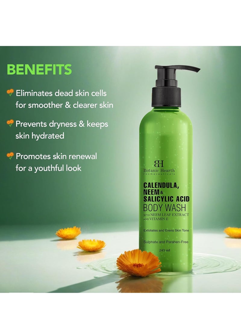 Botanic Hearth Botanic Hearth Calendula, Neem & Salicylic Acid Body Wash | Prevents Acne & Back Acne, Removes Dead Skin, Exfoliating Body Wash Shower Gel for Women & Men | Sulfate & Paraben Free | 245ml  - Image 5