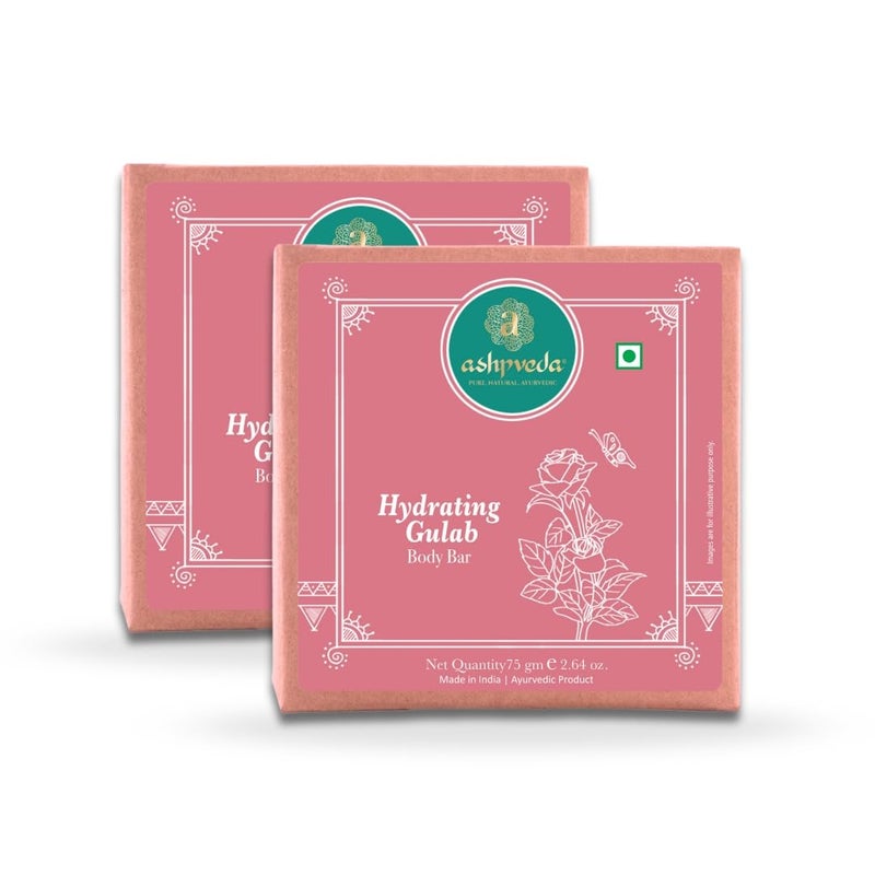 Ashpveda Hydrating Gulab Body Bar Handmade Bathing Soap for Skin Hydration Nourishment with Rose Coconut Oil 75g Pack of 2 - Image 1