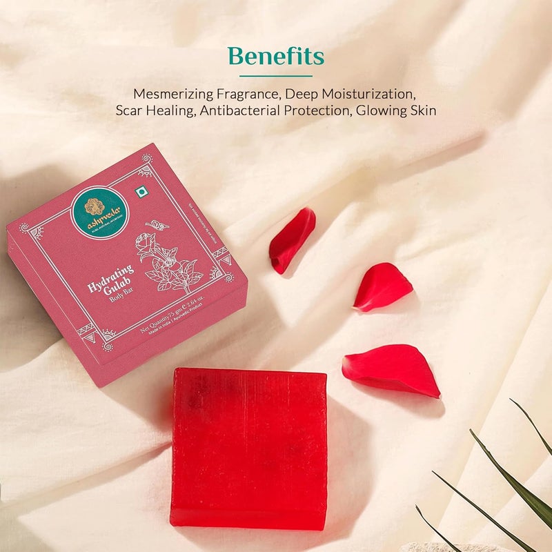 Ashpveda Hydrating Gulab Body Bar Handmade Bathing Soap for Skin Hydration Nourishment with Rose Coconut Oil 75g Pack of 2 - Image 2