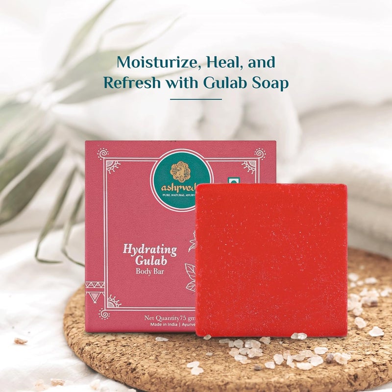 Ashpveda Hydrating Gulab Body Bar Handmade Bathing Soap for Skin Hydration Nourishment with Rose Coconut Oil 75g Pack of 2 - Image 4