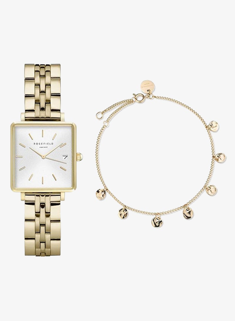 Rosefield Boxy Women Watch with Charm Bracelet - BMWLBG-X241 - Image 1