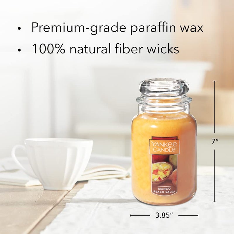 YANKEE CANDLE شمعة يانكي كاندل برائحة مانجو بيتش سالسا، كلاسيكية 22oz جرة كبيرة بفتيل واحد - Image 4