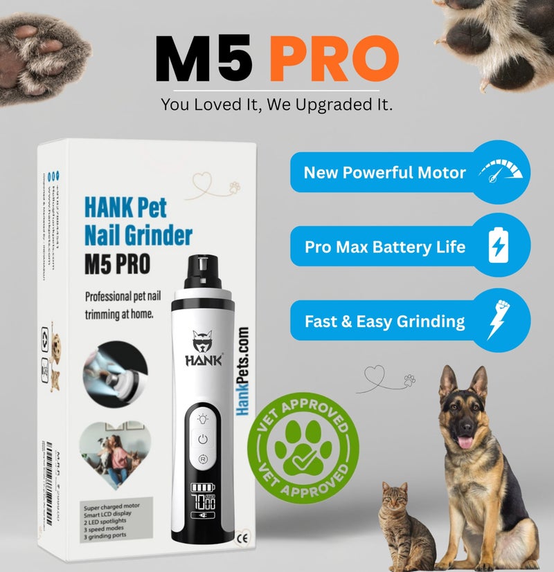 HANK Dog Nail Grinder | Upgraded Version LCD Display - 2 LED Lights - 3 Speed Modes Electric Pet Nail Trimmer | Perfect for Small Medium Large Dogs Cats (Pet Nail Grinder) - Image 3