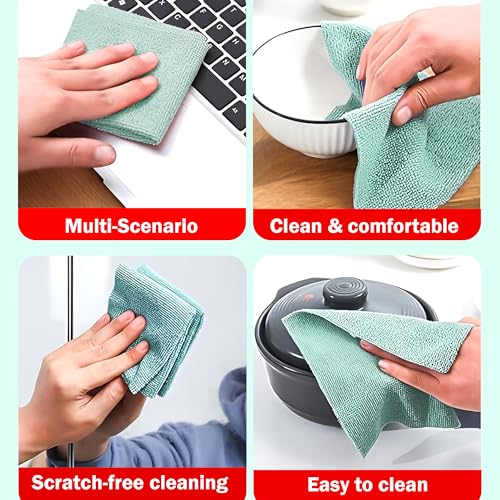 PRIME PICK Microfiber Cleaning & Drying Wipes – Matcha Green, 20x20cm, Pack of 20 – Ultra-Soft, Lint-Free Cloths for Home, Kitchen, Car, Glass & Electronics - Image 3