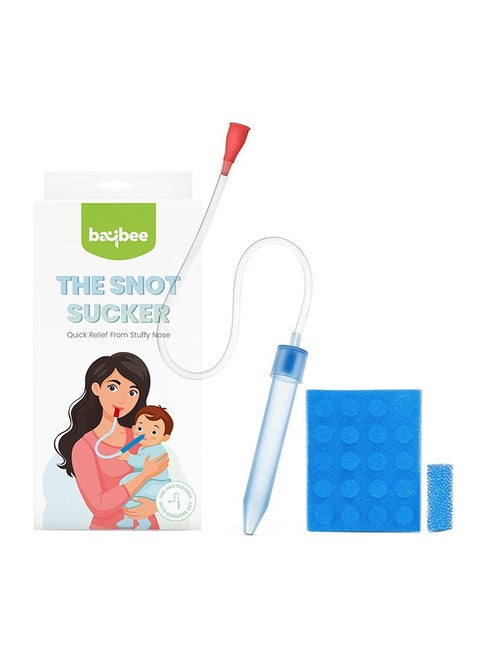 Nasal Aspirator For Infant Babies With 24 Replacement Filters, 100% Safe Clean Snot Sucker Baby Nose Cleaner For Toddlers 0 To 2 Years Blue