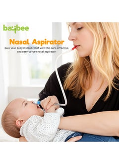 BAYBEE Nasal Aspirator For Infant Babies With 24 Replacement Filters, 100% Safe Clean Snot Sucker Baby Nose Cleaner For Toddlers 0 To 2 Years Blue  - Image 2