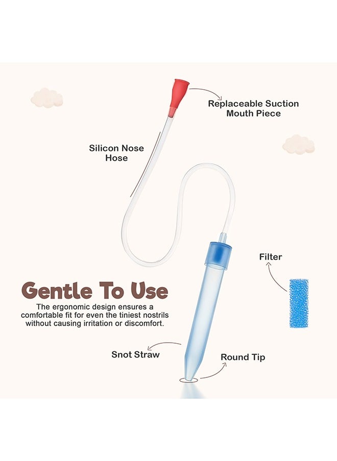 BAYBEE - Nasal Aspirator For Infant Babies With 24 Replacement Filters, 100% Safe Clean Snot Sucker Baby Nose Cleaner For Toddlers 0 To 2 Years Blue - Image 1