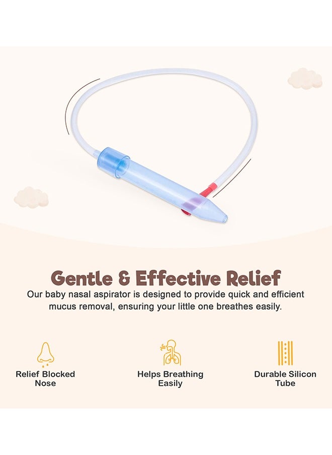BAYBEE - Nasal Aspirator For Infant Babies With 24 Replacement Filters, 100% Safe Clean Snot Sucker Baby Nose Cleaner For Toddlers 0 To 2 Years Blue - Image 1