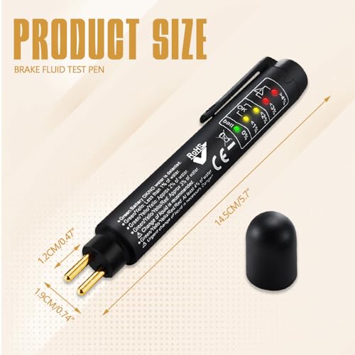 Lecctso Brake Fluid Tester, Auto Brake Diagnostic Testing Tool, Brake Fluid Liquid Testing Pen, Brake Fluid Detection Pen for Automobiles with 5 LED Indicators Compatible with DOT 3/4 /5 Brake Fluid Liquid - Image 2