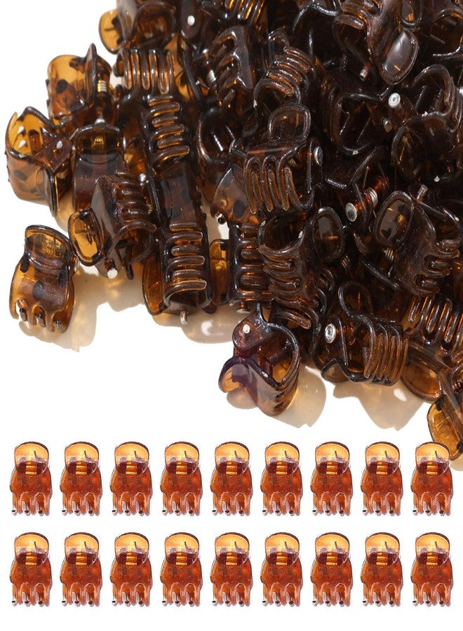 LINYUEARUI 100PCS Tiny Hair Clips for Girl,Mini Claw Clips for Women, 1cm Plastic Mini Claw Clips for Babies, Hair Accessories Non Slip Pins Hair Clamps,Designed for Thin Or Thick Hair,Good Gift(Coffee) - Image 1