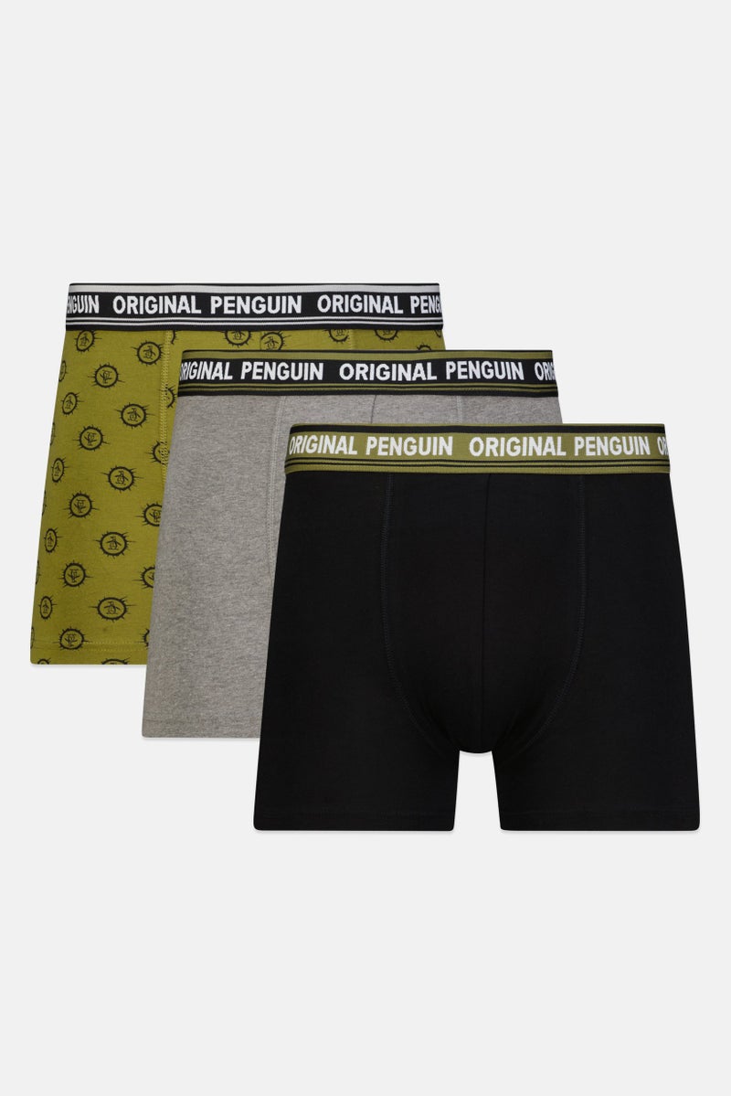 Penguin Men 3 Pack Brand Logo Trunks, Multicolor - Image 1