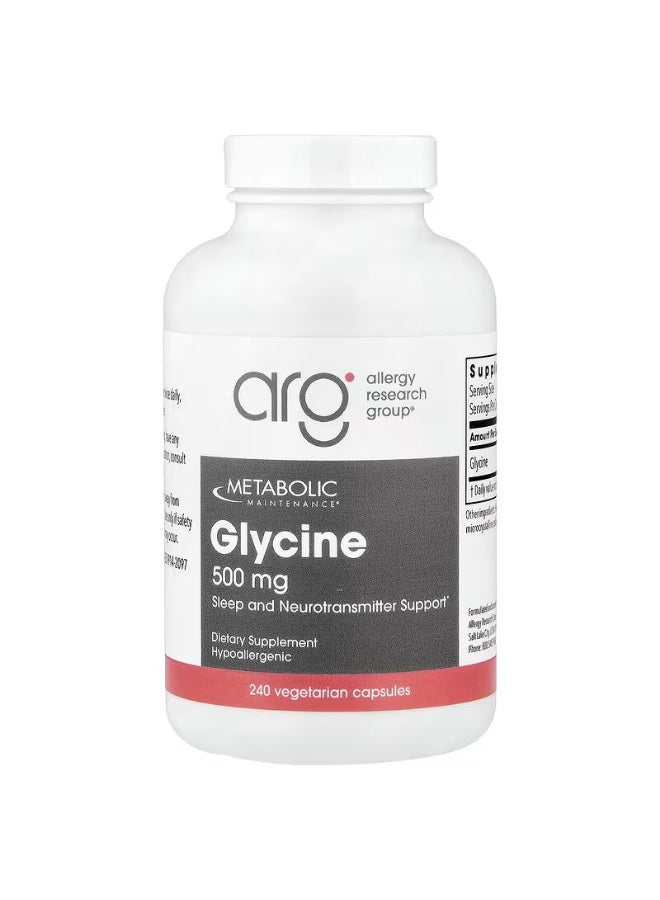 Metabolic Maintenance Glycine, 500 mg, 240 Capsules - Image 2