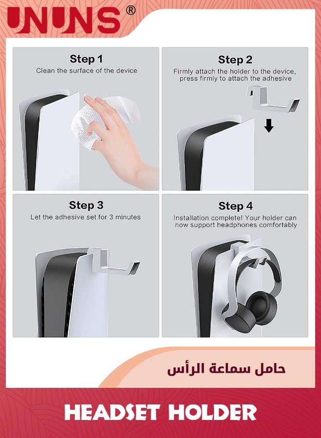 يو إن يو إن أس Headset Holder,2 Pcs Headphone Stand Hanger,Universal Headset Controller Stand For PS5/XBOX/XS,Earphone Hook Hanger Shelving Headset Stand Holder,For Most Gaming Headsets,Storage Bracket,White - Image 5