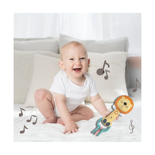 BAYBEE Eco-Friendly Musical Baby Rattle Toy , Non-Toxic, 0M , Multifunctional with Soft Light & Music , L8 x B5 x H17 cm - Image 5