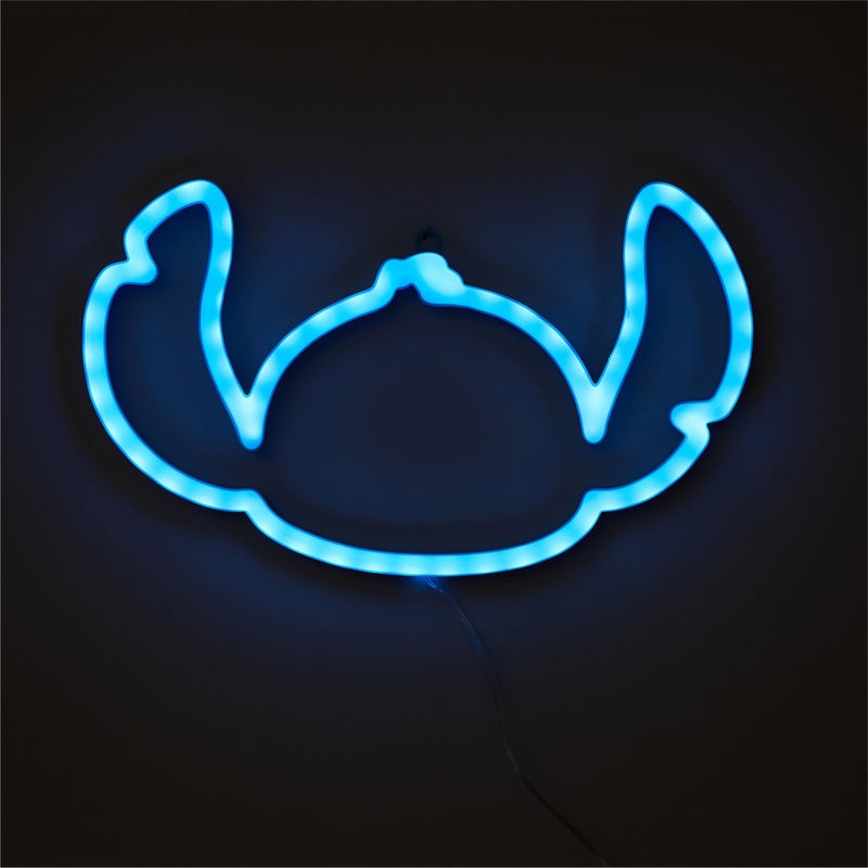 Idea Nuova Disney Stitch Neon LED Wall Art â€“ 6.8" x 11" Figural Light-Up Hanging DÃ©cor for Kids Bedroom or Playroom, Fun and Vibrant Room Accent - Image 1