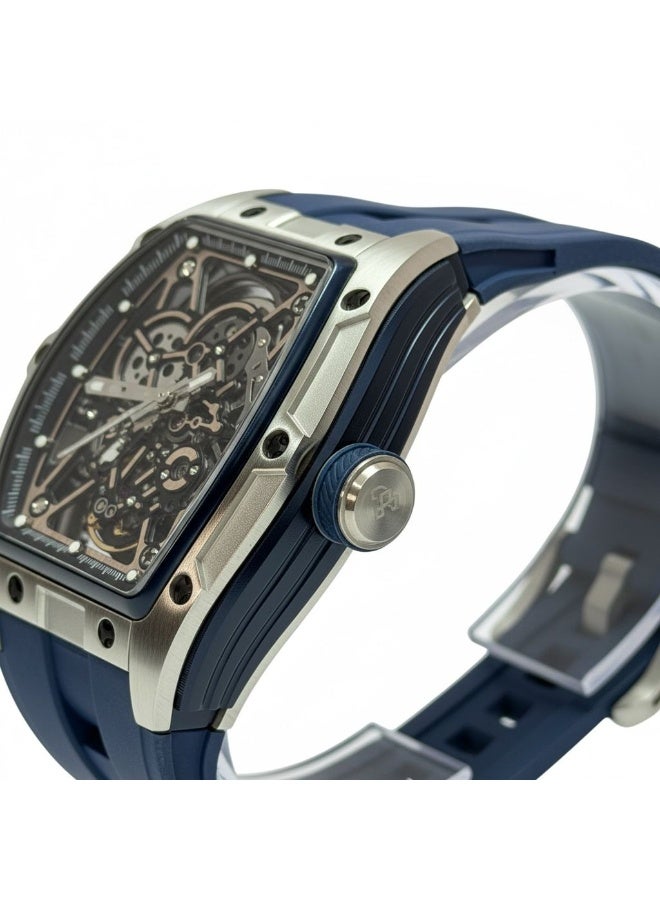TOMRICH Phantom Skeleton Automatic Watch for Men – Luxury Open Skeleton Dial, Blue Silicone Strap, Stainless Steel Case, 30M Water Resistant - Image 4