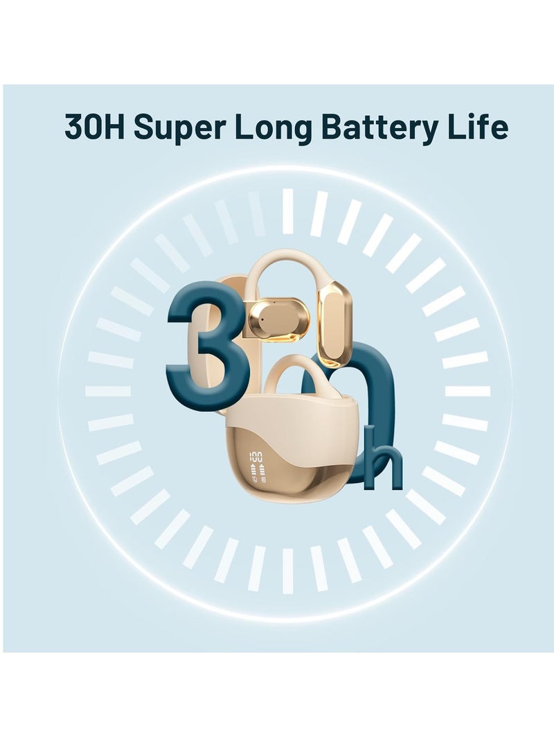 Open Ear Earbuds Wireless Bluetooth Headphones Air Conduction Sports Headsets with LED Digital Display Charging Case IPX7 Waterproof Touch Type-C Charging Stereo Clear Call - Image 3