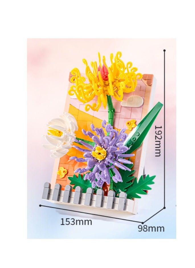 FLOWER Chrysanthemum photo frame mural building blocks 493PCS  - Image 2