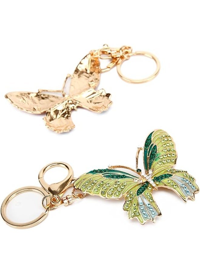 Lucky Butterfly Colorful Opal Rhinestone Plating Women Car/Bag Keychain Purse Charm - Image 4