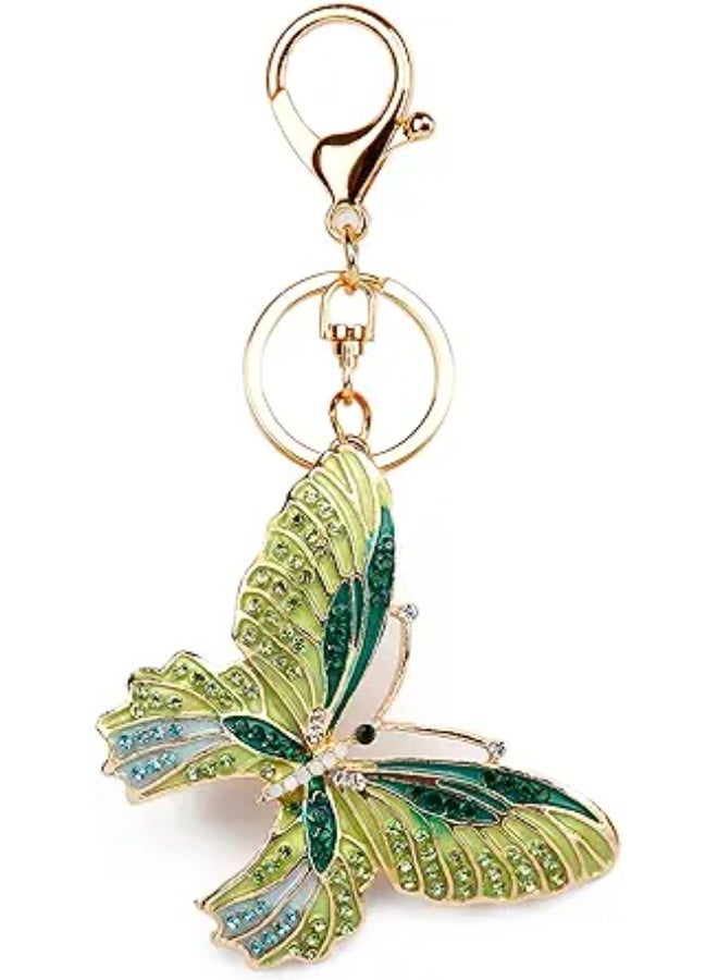 Lucky Butterfly Colorful Opal Rhinestone Plating Women Car/Bag Keychain Purse Charm - Image 1