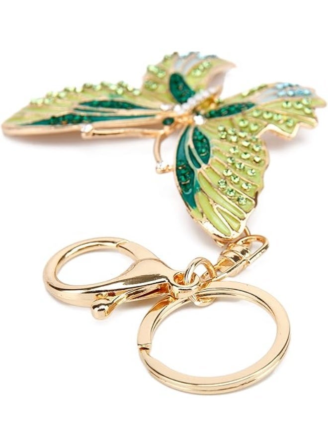 Lucky Butterfly Colorful Opal Rhinestone Plating Women Car/Bag Keychain Purse Charm - Image 3