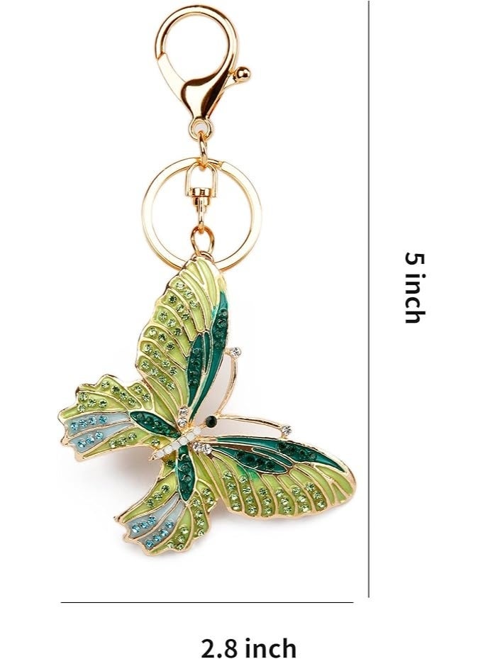Lucky Butterfly Colorful Opal Rhinestone Plating Women Car/Bag Keychain Purse Charm - Image 2